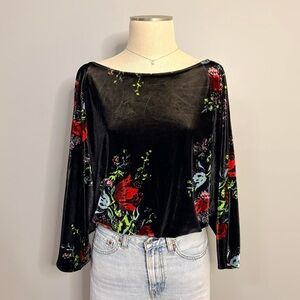 Free People Floral Velvet Blouse